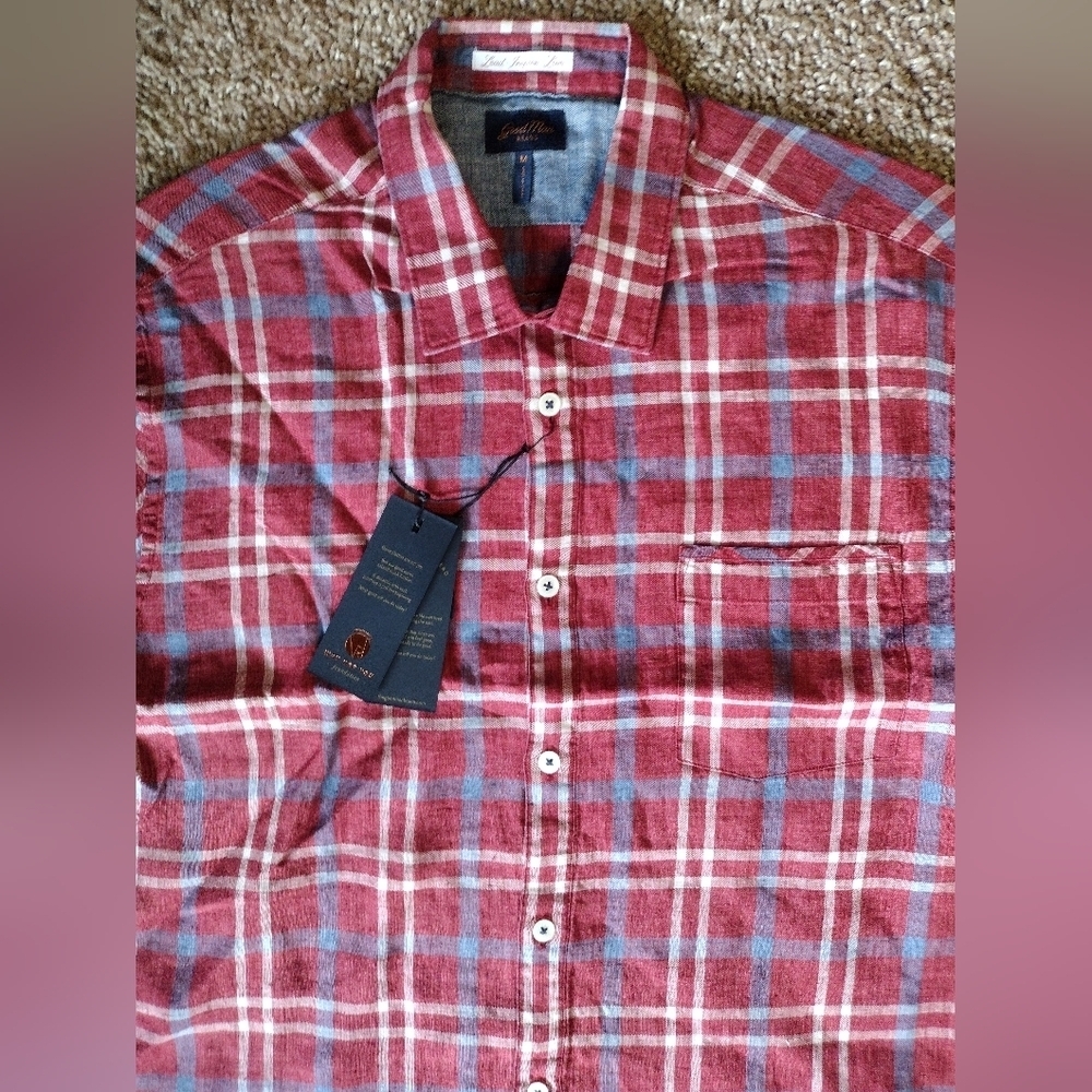 Good Man Brand Red Plaid Short Sleeve Button Down Shirt NWT - Picture 4 of 6